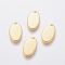304 Stainless Steel Charms, Stamping Blank Tag, Oval, Real 24K Gold Plated, 12.5x7.5x1mm, Hole: 1.5mm
