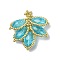 Glass Seed Beaded Woven Pendants, Leaf, Dark Turquoise, 35.5x35.5x7.5mm, Hole: 1.5mm
