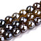 Electroplate Natural Agate Beads Strands, Dyed, Faceted, Pearl Luster Plated, Round, Peru, 10.5mm, Hole: 1.2mm, about 36~37pcs/strand, 14.37 inch~14.57 inch(36.5cm~37cm)