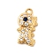 Brass Micro Pave Cubic Zirconia Charms, Dinosaur, Nickel Free, Real 18K Gold Plated, 12x7x3mm, Hole: 1.2mm