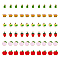 60Pcs 6 Style Alloy Enamel Pendants, Light Gold, Peach & Avocado & Strawberry, Mixed Color, 15~25x13~22x1.5~2mm, Hole: 1.6~2mm, 10pcs/style