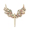 Brass Micro Pave Cubic Zirconia Pendents, Long-Lasting Plated, Wings, Colorful, 31.5x29.5x2.5mm, Hole: 1.4mm