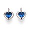 304 Stainless Steel Micro Pave Cubic Zirconia Pendants, Heart Charms, Royal Blue, 7x5x2.5mm, Hole: 1.5mm