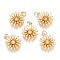 Brass Micro Pave Clear Cubic Zirconia Pendants, Long-Lasting Plated, with Enamel & Jump Rings, Flower, Real 18K Gold Plated, White, 18.2x15.7x5.2mm, Hole: 3mm,  jump ring: 5x1mm
