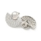 Fan Brass Pave Clear Cubic Zirconia Stud Earrings, Platinum, 20.5x23mm
