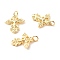 Brass Pendants, with Jump Ring, Cadmium Free & Lead Free, Cross, Real 18K Gold Plated, 23x17x2mm, Hole: 3.5mm