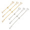 6Pcs 6 Style Brass Chain Extender, End Chains with Heart Chain Tabs and Spring Ring Clasps, for Jewelry Making, Real Gold Plated & Real Platinum Plated, 5.5~9.5cm, 1Pc/style