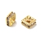 Brass Rhinestone Spacer Beads, Grade A, Square, Nickel Free, Golden, Crystal, 5x5x2.5mm, Hole: 1mm