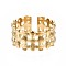 304 Stainless Steel Bar Wrap Open Cuff Ring, Chunky Hollow Ring for Women, Golden, US Size 7 1/4(17.5mm)