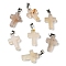 Natural White Agate Pendants, with Stainless Steel Snap On Bails, Cross, 29~30x18~19x5~6mm, Hole: 6x4mm