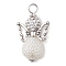 ABS Imitation Pearl and Polymer Clay Rhinestone Pendants, with Alloy Finding, Angel Charms, Antique Silver, 31x18x8mm, Hole: 4mm