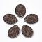 Druzy Resin Big Pendants, with Rhinestone and Brass Loop, Teardrop, Platinum, Saddle Brown, 51~52.5x36~37x11.5~13.5mm, Hole: 1.6mm