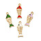 Alloy Enamel Pendants, Fishbone Charms, Golden, Mixed Color, 23.5x8.5x1.5mm, Hole: 1.6mm