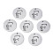 Non-Tarnish 304 Stainless Steel Charms, Laser Cut, Designed Letter Engraved, Flat Round, Stainless Steel Color, Letter.F, 14x1mm, Hole: 1.2mm
