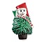 Christmas Theme Alloy Enamel Brooches, for Backpack Clothes, Christmas Tree with Snowman, Platinum, 56x34mm