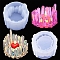 Crystal Cluster Shape DIY Tealight Candle Holder Molds, Resin Casting Molds, for UV Resin, Epoxy Resin Craft Making, White, 8x6cm
