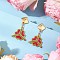 MIYUKI Delica Beads & 304 Stainless Steel Dangle Stud Earrings, with Fishing Thread Nylon Wire, Clover, Golden, Red, 38x23mm