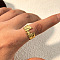 Bat Hammered 304 Stainless Steel Cuff Rings, Wide Band Open Rings, Golden, 11mm, Inner Diameter: 17.6mm