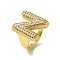 Letter Brass Micro Pave Clear Cubic Zirconia Open Cuff Ring for Women, Cadmium Free & Nickel Free & Lead Free, Real 18K Gold Plated, Letter N, 20x16.5mm, US Size 6(16.5mm)