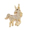 Cubic Zirconia Pendants, with Rack Plating Real 18K Gold Plated Brass, with Jump Rings, Long-Lasting Plated, Lead Free & Cadmium Free & Nickel Free, Unicorn, Real 18K Gold Plated, 24x20x3mm, Jump Ring: 5x0.7mm, 3.5mm Inner Diameter