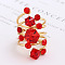 Cube & Flat Round Alloy Rhinestone Finger Rings, Golden, Light Siam, 38mm, Inner Diameter: 17mm