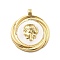 Brass Enamel Pendants, Lead Free & Cadmium Free, Long-Lasting Plated, Flat Round with Human Face Charm, Rack Plating, Real 18K Gold Plated, White, 23x19.5x3.5mm, Hole: 1.8mm
