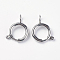 Tarnish Resistant 304 Stainless Steel Smooth Surface Spring Ring Clasps, Stainless Steel Color, 8x1.2mm, Hole: 1mm