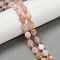 Natural Cherry Blossom Agate Beads Strands, Faceted, Oval, with Seed Beads, 10x8mm, Hole: 1mm, about 34pcs/strand, 15.16''~15.35''(38.5~39cm)