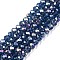 Electroplate Glass Beads Strands, AB Color Plated, Faceted, Rondelle, Marine Blue, 4x3mm, Hole: 0.4mm, about 110~115pcs/strand, 39~40cm
