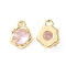 Brass Micro Pave Cubic Zirconia Charms, Cadmium Free & Nickel Free & Lead Free, Irregular Shape Charm, Real 18K Gold Plated, Pink, 9x7x3mm, Hole: 1.4mm
