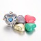Eco-Friendly Rack Plating Brass Cage Pendants, Chime Ball Pendants, Hollow Heart, with Random Color No Hole Spray Painted Brass Beads, Cadmium & Nickel & Lead Free, Platinum, 31x32x17mm, Hole: 9x3.5mm