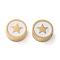 Ion Plating(IP) 304 Stainless Steel Beads, with Enamel, Flat Round, Real 18K Gold Plated, Star, 8x3mm, Hole: 2mm