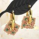Серьги-кольца из латуни с ромбами EJEW-R016-13G-03-1