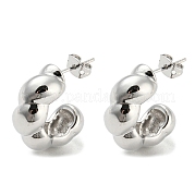 Латунные серьги-гвоздики в форме кольца EJEW-Q785-12P