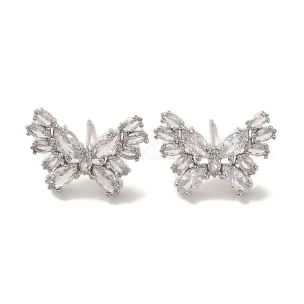 Серьги-гвоздики из латуни с микропаве из кубического циркония EJEW-R162-23P-1