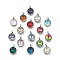 K9 Glass Charms, with  304 Stainless Steel Findings, Flat Round, Stainless Steel Color, 13.5x10x6mm, Hole: 2.6mm