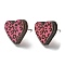 Printing Wood Stud Earrings for Women, with 316 Stainless Steel Pins, Heart with Leopard Print, Hot Pink, 14.5x16mm