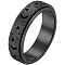 201 Stainless Steel Moon and Star Rotatable Finger Ring, Spinner Fidget Band Anxiety Stress Relief Ring for Women, Electrophoresis Black, US Size 10(19.8mm)