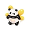 Opaque Resin Animal Cabochons, Cute Panda with Bowknot, Yellow, 18.5x19.5x8mm
