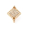 Rhombus Brass Pave Clear Cubic Zirconia Mutil-Strand Links, Golden, 12x9.5x2mm, Hole: 1.5mm