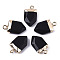 Natural White Jade Pointed Pendants, with Light Gold Plated Top and Brass Loop, Dyed & Heated, Arrow, Faceted, 19x10.5x4.5mm, Hole: 1.8mm