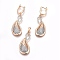 Brass Micro Pave Cubic Zirconia Jewelry Sets, Pendant and Earrings, Long-Lasting Plated, teardrop, Light Gold, 44mm, Hole: 5x7mm, 54mm, Pin: 0.9mm