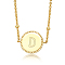 Golden 925 Sterling Silver Pendant Necklaces, Initial Letter, Letter D, 15.75 inch(40cm)