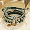 Acrylic Beaded Multi-strand Bracelets, Flat Round with Evil Eye & Hamsa Hand & Haert Alloy Charm Bracelets for Women Men, Dark Slate Gray, 7-1/8 inch(18cm)