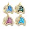 Brass Micro Pave Clear Cubic Zirconia Pendants, Cadmium Free & Lead Free, with Synthetic Opal, with Jump Ring, Real 18K Gold Plated, Elephant, Mixed Color, 20x20x4mm, Hole: 3.6mm