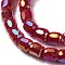 Electroplate Opaque Glass Beads, Faceted Barrel, Dark Red, 10x10mm, Hole: 1mm