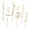 6Pcs 6 Style Cross & Flat Round & Horse Eye & Moon Clear Cubic Zirconia Stud Earrings, Alloy Ear Wrap Crawler Hook Earrings, Earcuffs for Women, Golden, 69~73x3.5~20x3~6.5mm, Pin: 0.8mm, 1pc/style