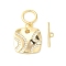 Brass Micro Pave Clear Cubic Zirconia Toggle Clasps, Square, Real 18K Gold Plated, Pendant: 14x14x1.5mm, Hole: 6mm, Bar: 13.5x3x1mm, Hole: 1mm