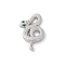 Brass Pave Clear Cubic Zirconia Pendants, Cadmium Free & Nickel Free & Lead Free, Snake, Platinum, 23x15x3mm, Hole: 4x3mm and 5x2mm