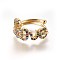 Adjustable Brass Micro Pave Cubic Zirconia Finger Rings, Promise Ring, Word Love, Golden, Size: 7, 17mm